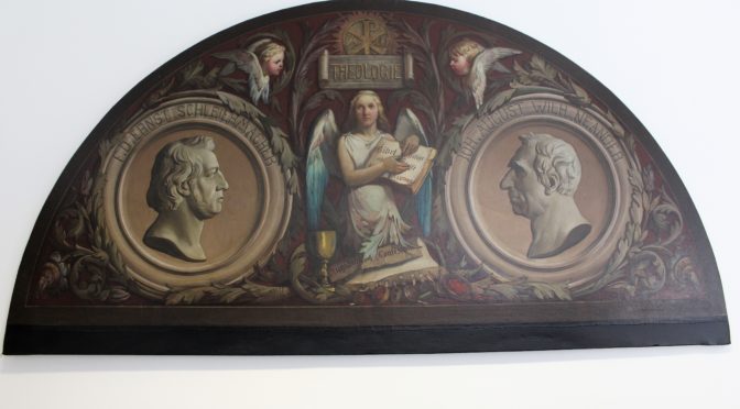 Photograph of a semicircular painting that served as a wall element