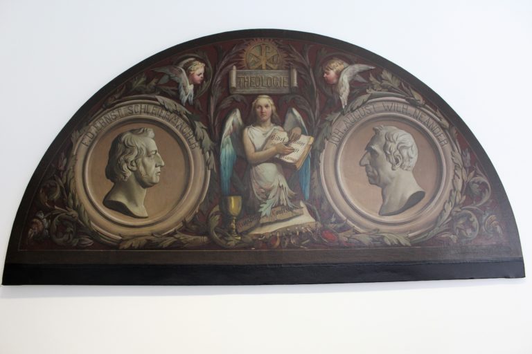Photograph of a semicircular painting that served as a wall element