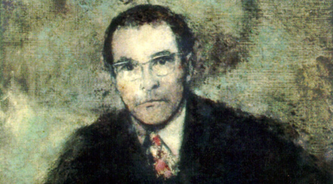 Foto eines Ölgemäldes mit dem PPhoto of an oil painting depicting the portrait of a man in a suit and tie looking out of the picture